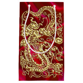 Embossed Guld Dragon on Red Satin Print