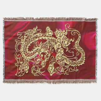 Embossed Guld Dragon on Red Satin Print Mysfilt