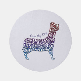 Embossed Indigo Gradient Paw Print Dog Outline