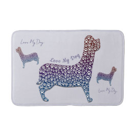 Embossed Indigo Gradient Paw Print Dog Outline Badrumsmatta