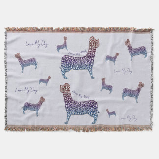 Embossed Indigo Gradient Paw Print Dog Outline Filt