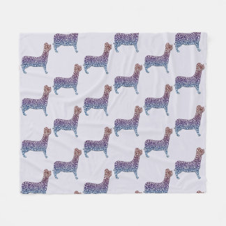 Embossed Indigo Gradient Paw Print Dog Outline Fleecefilt