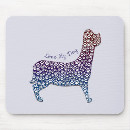 Embossed Indigo Gradient Paw Print Dog Outline Musmatta
