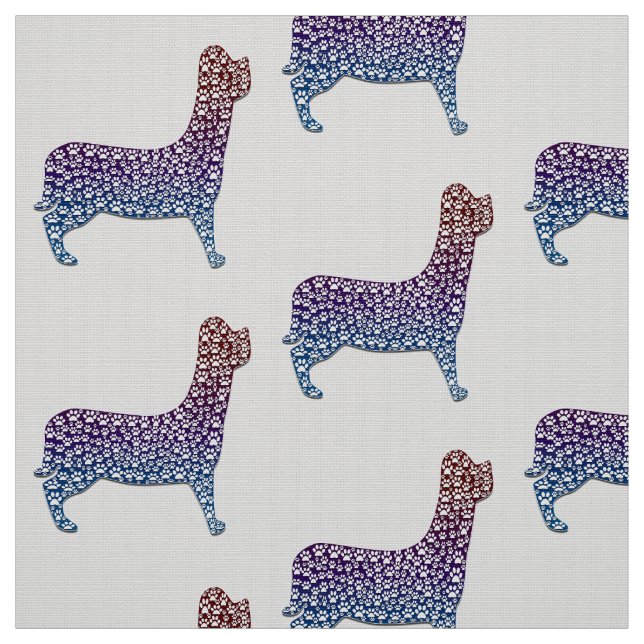Embossed Indigo Gradient Paw Print Dog Outline Tyg (Provkarta)