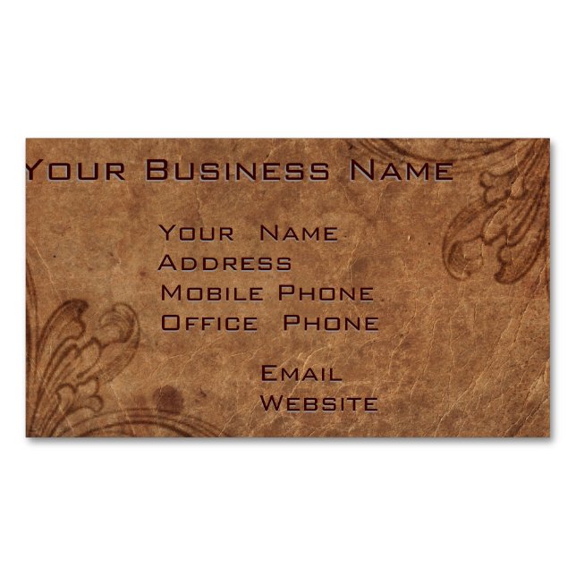 Embossed Leather look Corporate Business Magnet (Framsida)