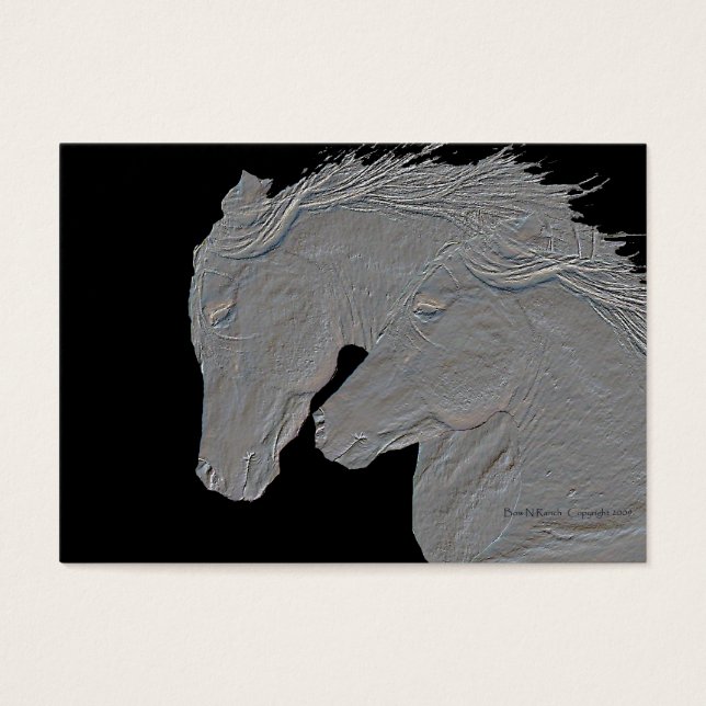 Embossed Leta Silver Horses Visitkort (Framsidan)