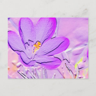 Embossed Lila Crocus Vykort