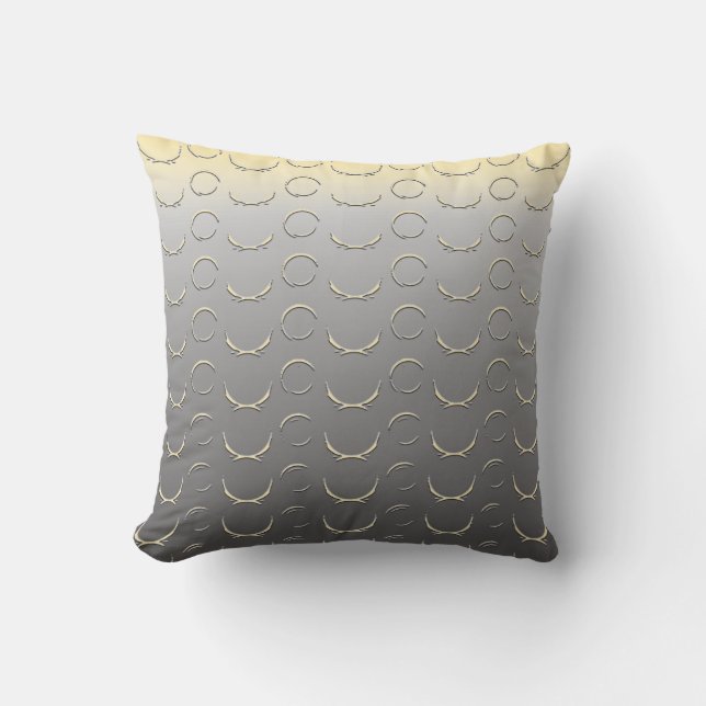 Embossed look Circles Art Deco Grått Gult Kudde (Framsida)