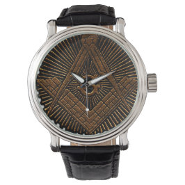 Embossed Masonic Squand and Comass Armbandsur