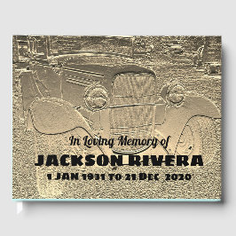 Embossed Metall Se klassiskt bilminne Gästböcker