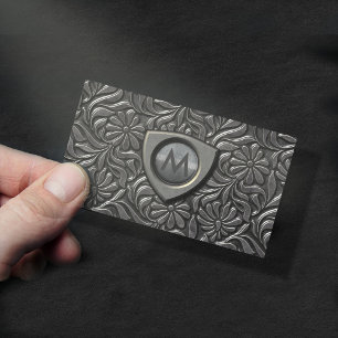 Embossed Metall Shield Monogram ID139 Visitkort