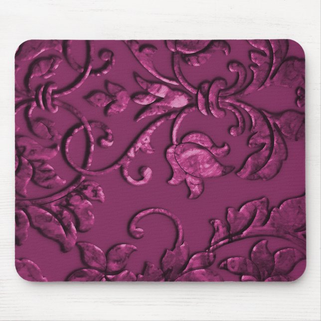 Embossed Metallic Damask Raspberry Musmatta (Framsidan)