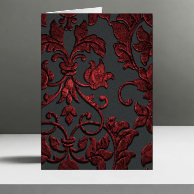 Embossed Metallic Damask, Red Hälsningskort (Skapare uppladdad)
