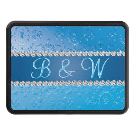 Embossed Monogram Blue Flower Dragkroksskydd