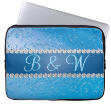 Embossed Monogram Blue Flower