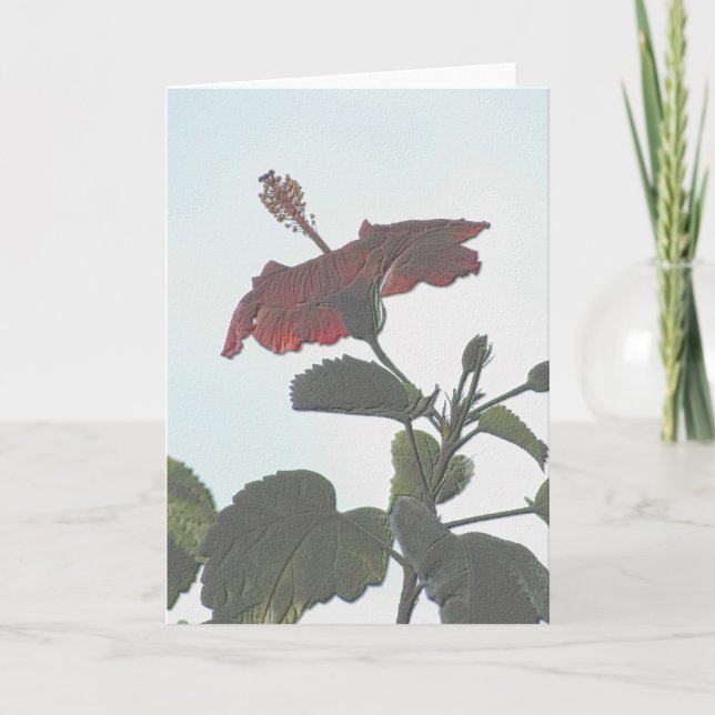 Embossed Mörk Hibiscus Kort (Framsida)
