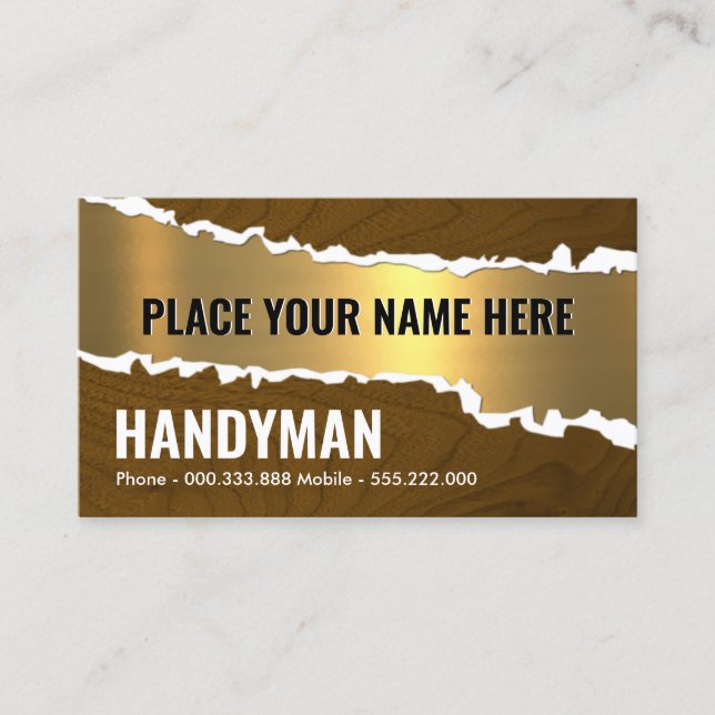 Embossed Namn Handyman Visitkort (Framsida)