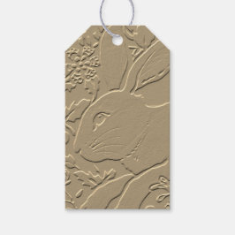 Embossed Rabbit Brown Kraft Papper Bird Blommigt Presentetikett