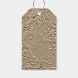 Embossed Rabbit Brown Kraft Papper Bird Blommigt Presentetikett