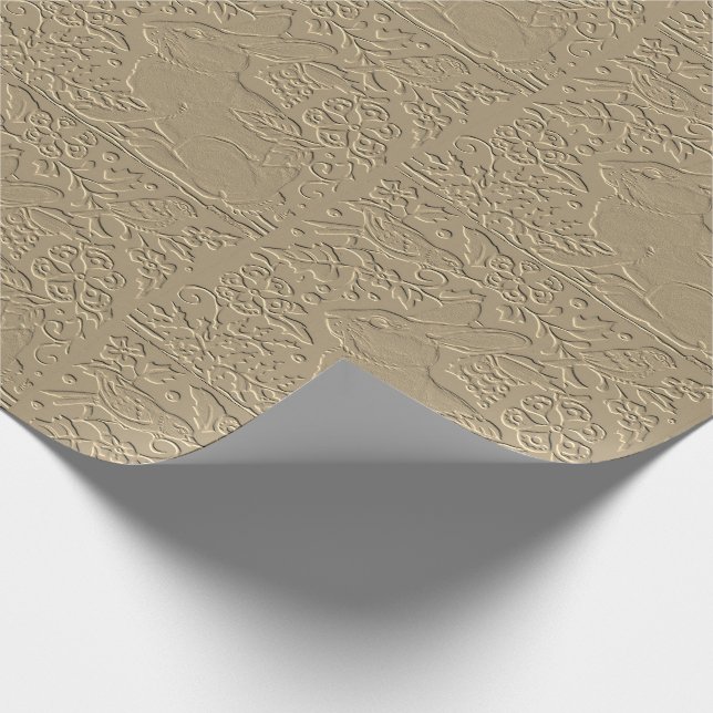 Embossed Rabbit Brown Papper Bird Blommigt Gift Wr Presentpapper (Hörn)