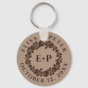 Embossed ro-andedräkt på  pappra bröllop nyckelring