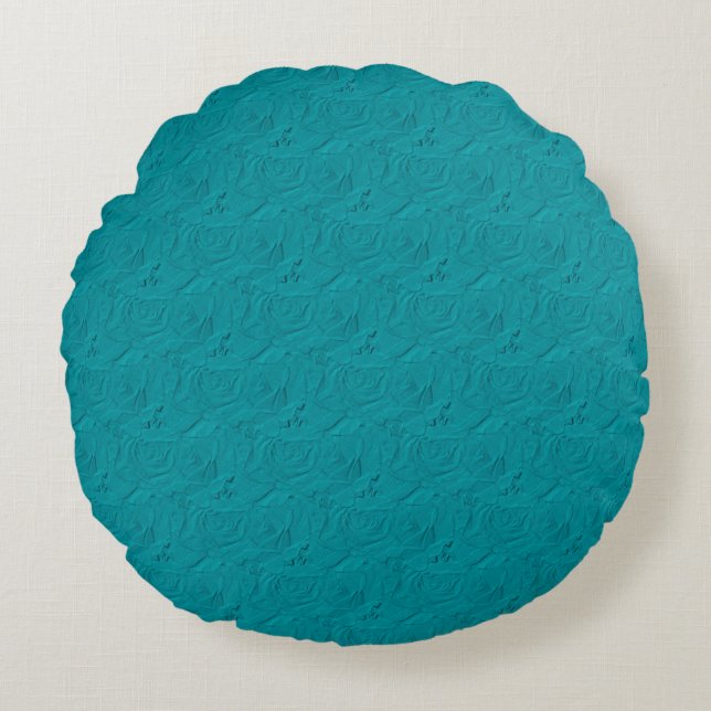 Embossed Ro, Teal - Round Dekorativ kudde (Framsidan)