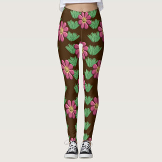 Embossed Rosa Flower Leggings