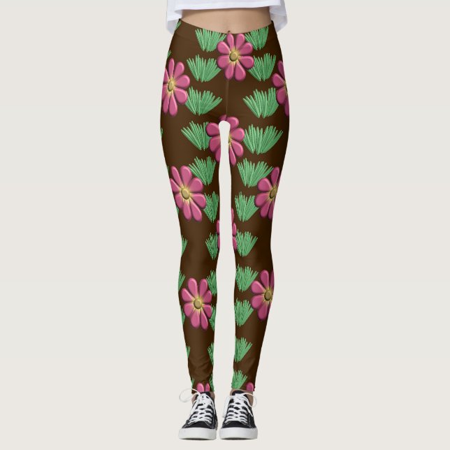 Embossed Rosa Flower Leggings (Framsida)