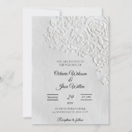 Embossed Roses Deckled Edge Sage Wedding Inbjudningar