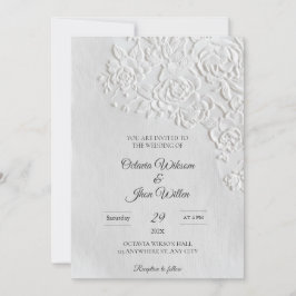 Embossed Roses Deckled Edge Sage Wedding Inbjudningar