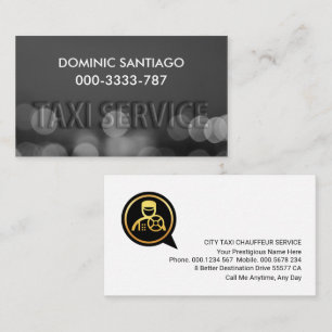 Embossed Taxi Service City Ljus Bokeh Visitkort