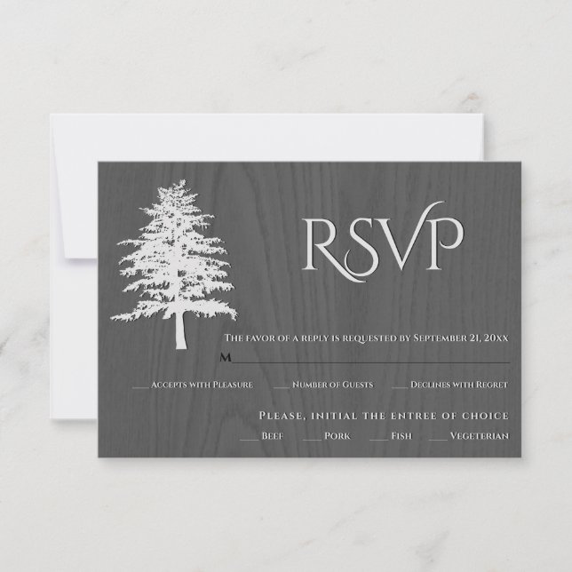 Embosssed träd grått wood Rustic bröllop OSA Card (Framsida)