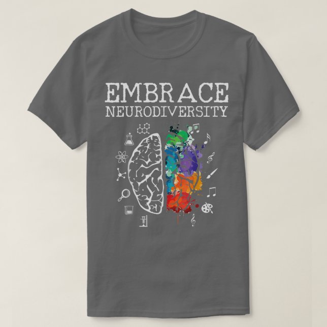 Embracce Neurodiversity Brain Embracce ADHD Autis T Shirt (Design framsida)