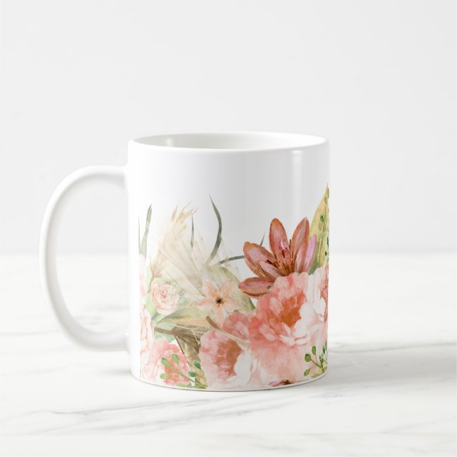 Embrace Bohemian Charm: Boho Flowers Kaffemugg (Vänster)