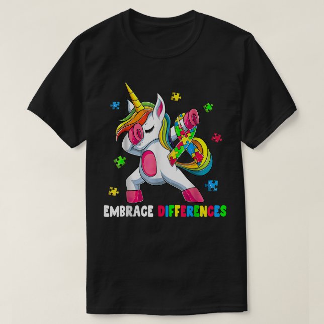 Embrace Differences Unicorn - Embrace ADHD Autism  T Shirt (Design framsida)