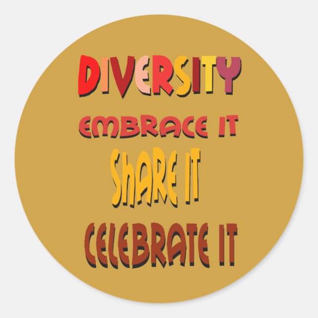 embrace Diversity Sticker Runt Klistermärke (Framsida)
