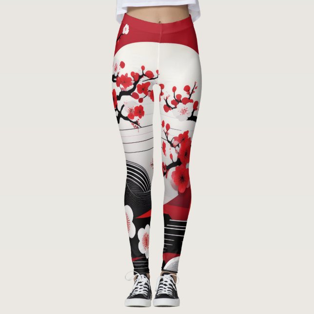 Embrace Elegance: Japansk Blommar Leggings (Framsida)