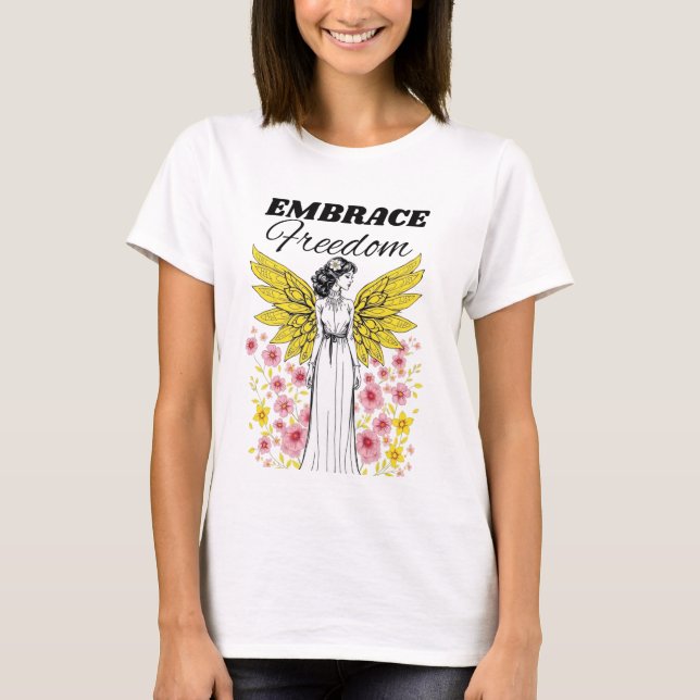Embrace Freedom Angel Vingar T Shirt (Framsida)