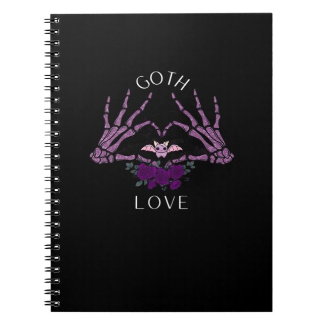Embrace Goth Skeleton Heart Anteckningsbok (Framsidan)