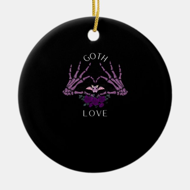 Embrace Goth Skeleton Heart Julgransprydnad Keramik (Framsidan)