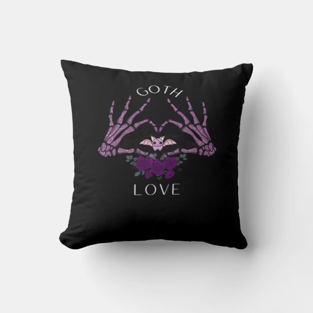 Embrace Goth Skeleton Heart Kudde (Framsida)