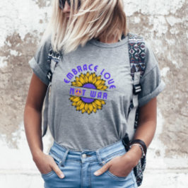 Embrace Kärlek inte Krig Vintage Solros vacker T Shirt