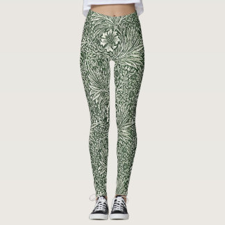 Embrace Nature's Elegance: Grönt Marigold Blommigt Leggings