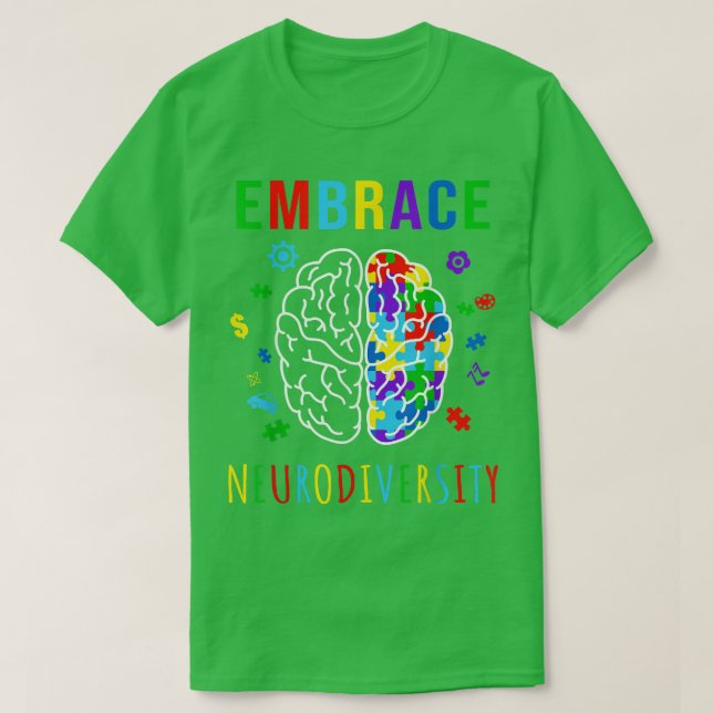 Embrace Neurodiversity ADHD Austism ASD Awareness  T Shirt (Design framsida)