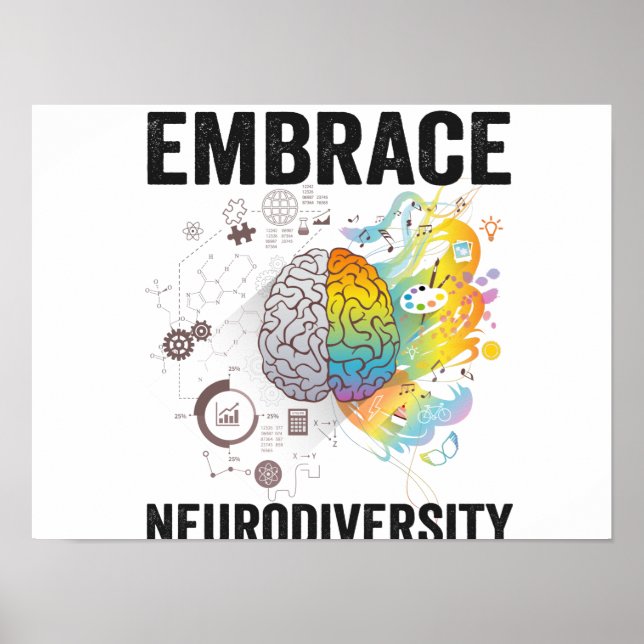 Embrace Neurodiversity Adhd Awareness Giftneurodiv Poster (Framsidan)