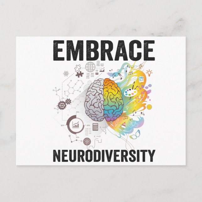Embrace Neurodiversity Adhd Awareness Giftneurodiv Vykort (Framsida)