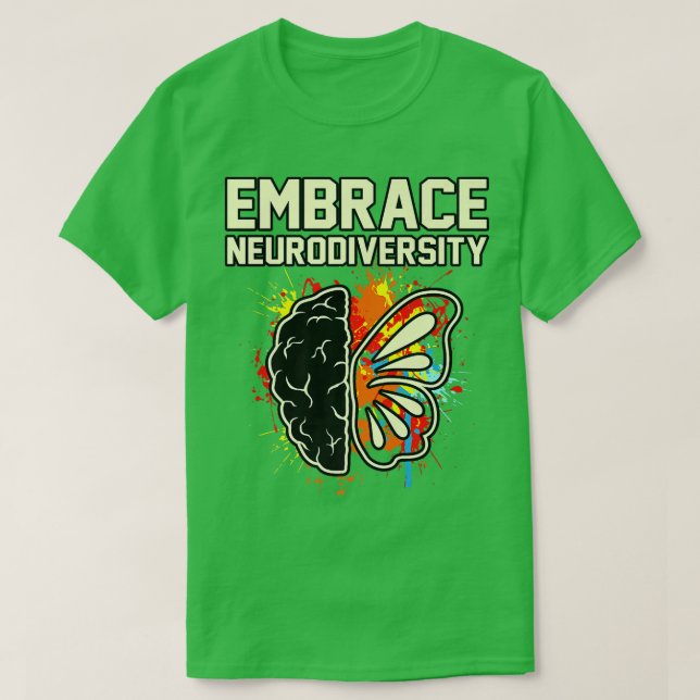 Embrace Neurodiversity ADHD Awareness Orange Ribbo T Shirt (Design framsida)