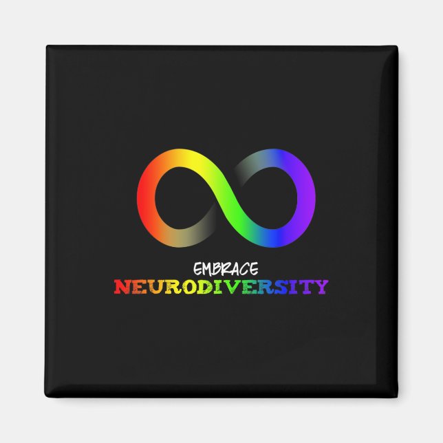 Embrace Neurodiversity Autism Asd Adhd Rainbow Inf Magnet (Framsidan)