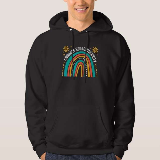 Embrace Neurodiversity Autism Awareness Brain Embr Hoodie (Framsida)