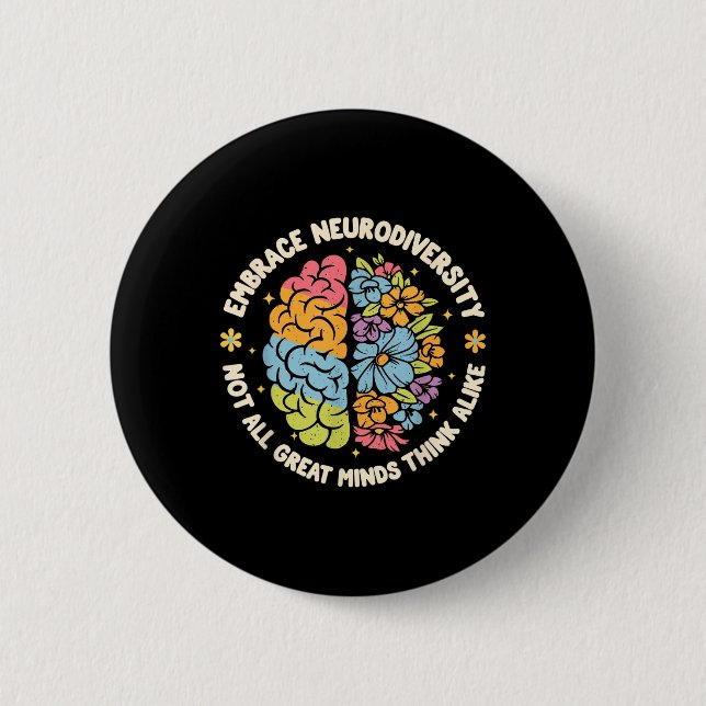 Embrace Neurodiversity Brain Autism Awareness Adhd Knapp (Framsida)